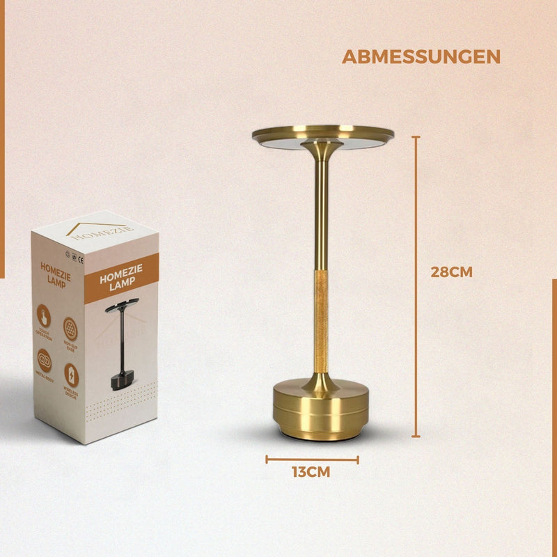 Homezie ElegantGlow | Tischleuchte | Warmes Licht | Einstellbare Helligkeit | Wiederaufladbar über USB-C