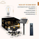 Homezie Lichterkette mit Solarenergie | IP65 Wasserdicht | Mit Fernbedienung | S14 LED-Lampen | Solar-Gartenbeleuchtung