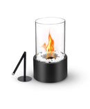 Homezie® Tischfeuer | Rund Schwarz | Für drinnen & draußen | Mit Flammendämpfer | Bioethanol-Kamin