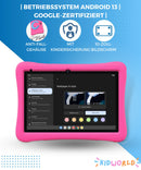 KidWorld® Kindertablet Pink & Blau | 4GB RAM + 64GB Speicher | 5000 mAh | 10 Zoll Bildschirm | Android 13 | Tablet für Kinder
