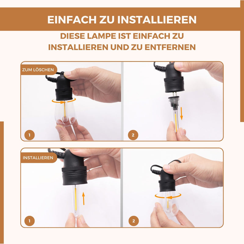 Homezie 4 lose Ersatzglühbirnen | 2-polige Glühbirnen | Wetterfest | Unzerbrechlich | Energieeffizient | 2700K