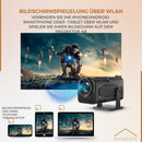 Homezie Beamer | 1080P | Inklusive HDMI-Kabel & Fernbedienung | Bildschirmspiegelung von iPhone & Android | Keystone-Korrektur | 4K-Unterstützung | Android 11 | Projektor