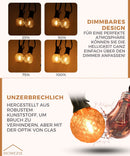 Homezie® Lichterkette 15 Meter mit 30 LED-Birnen | Tannenzapfen-Design | Inklusive 3m Verlängerungskabel mit Dimmer | Wasserdicht | Warmweiß | Verbindbar & Dimmbar
