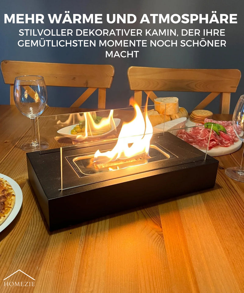 Homezie® Tischfeuer | Für drinnen & draußen | Dekoethanol-Kamin