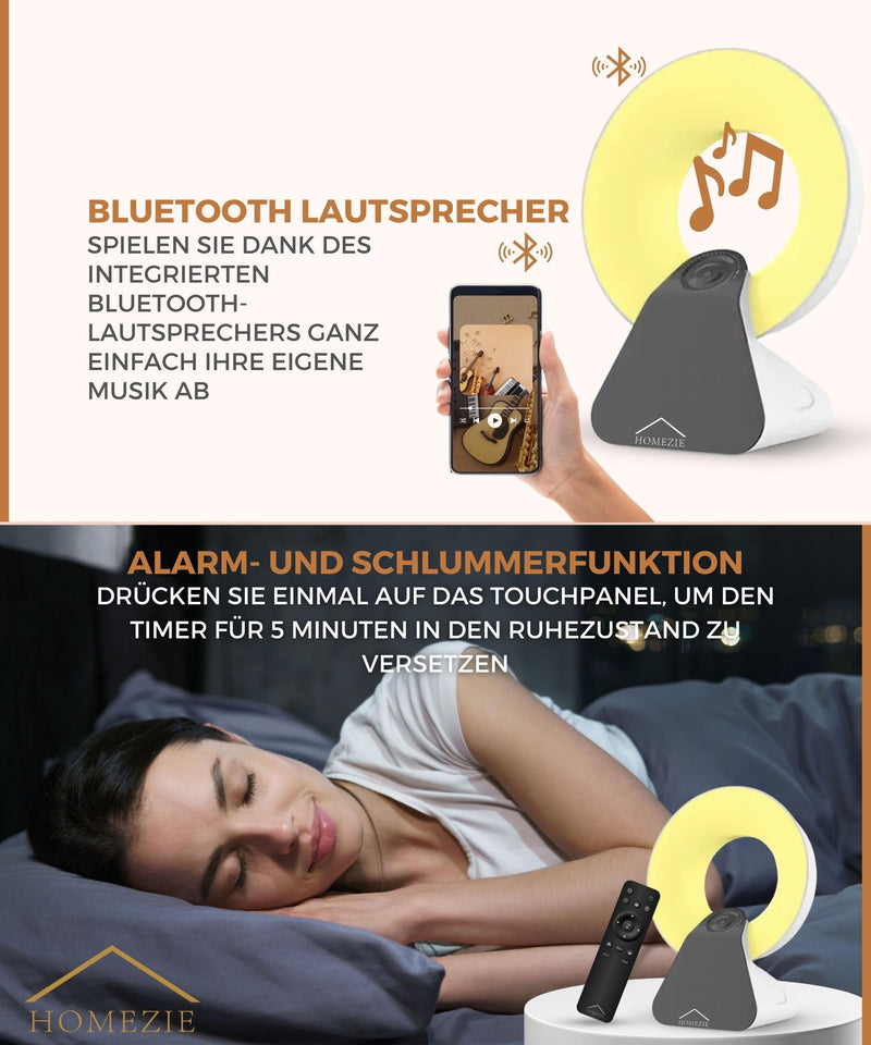 Homezie Tageslichtlampe | Wake-up-Licht | White-Noise-Maschine | Eingebaute Timer | 10.000 Lux | Lichttherapielampe