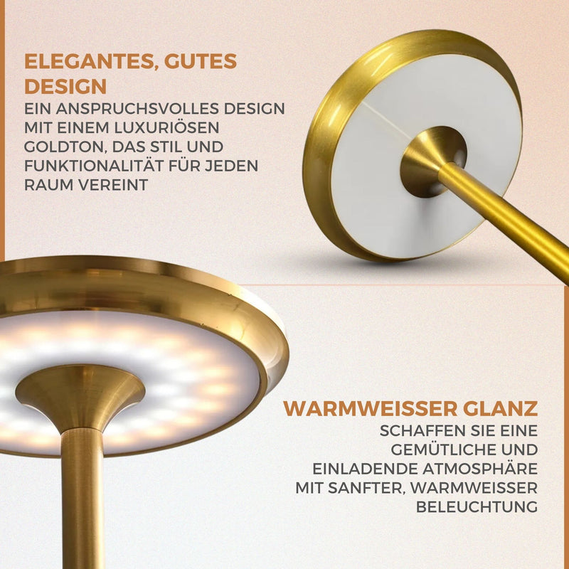 Homezie ElegantGlow | Tischleuchte | Warmes Licht | Einstellbare Helligkeit | Wiederaufladbar über USB-C