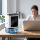 Homezie Tragbarer Luftkühler mit Wassertank | 3 Geschwindigkeiten | Kühlnebel-Funktion | Kompakter Tischventilator
