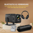 Homezie Beamer | 1080P | Inklusive HDMI-Kabel & Fernbedienung | Bildschirmspiegelung von iPhone & Android | Keystone-Korrektur | 4K-Unterstützung | Android 11 | Projektor