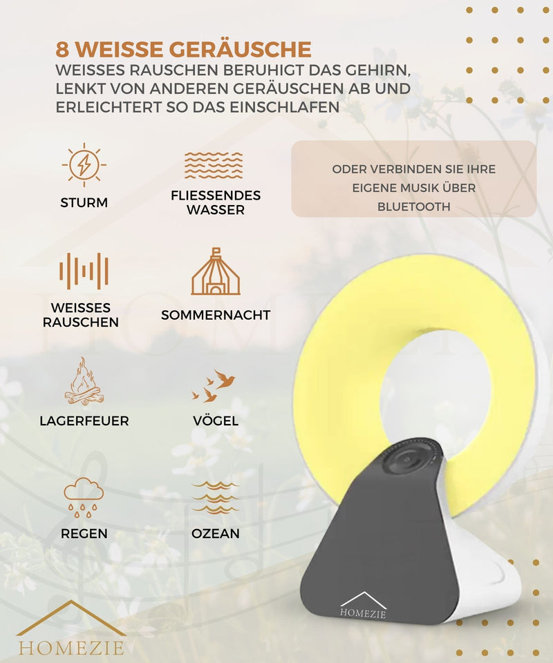 Homezie Tageslichtlampe | Wake-up-Licht | White-Noise-Maschine | Eingebaute Timer | 10.000 Lux | Lichttherapielampe