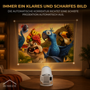 Homezie Beamer | Streaming vom Smartphone | 8K-Unterstützung | 720p | WLAN, HDMI & Bluetooth | Android 14.0 | Inklusive Aufbewahrungstasche | Mini-Beamer