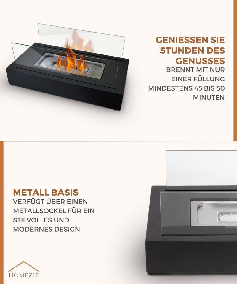 Homezie® Tischfeuer | Für drinnen & draußen | Dekoethanol-Kamin