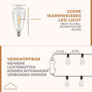 Homezie Lichterkette 15 Meter mit 25 großen LED-Birnen | IP45 Wasserdicht | Warmweiß | Verbindbar & Dimmbar