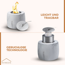 Homezie® Tischfeuer | Für drinnen & draußen | Rund, Marmorgrau | Dekoethanol-Kamin