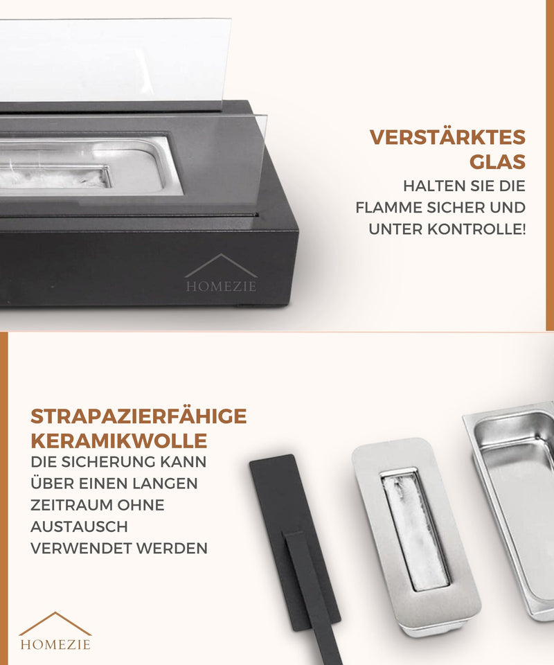 Homezie® Tischfeuer | Für drinnen & draußen | Dekoethanol-Kamin