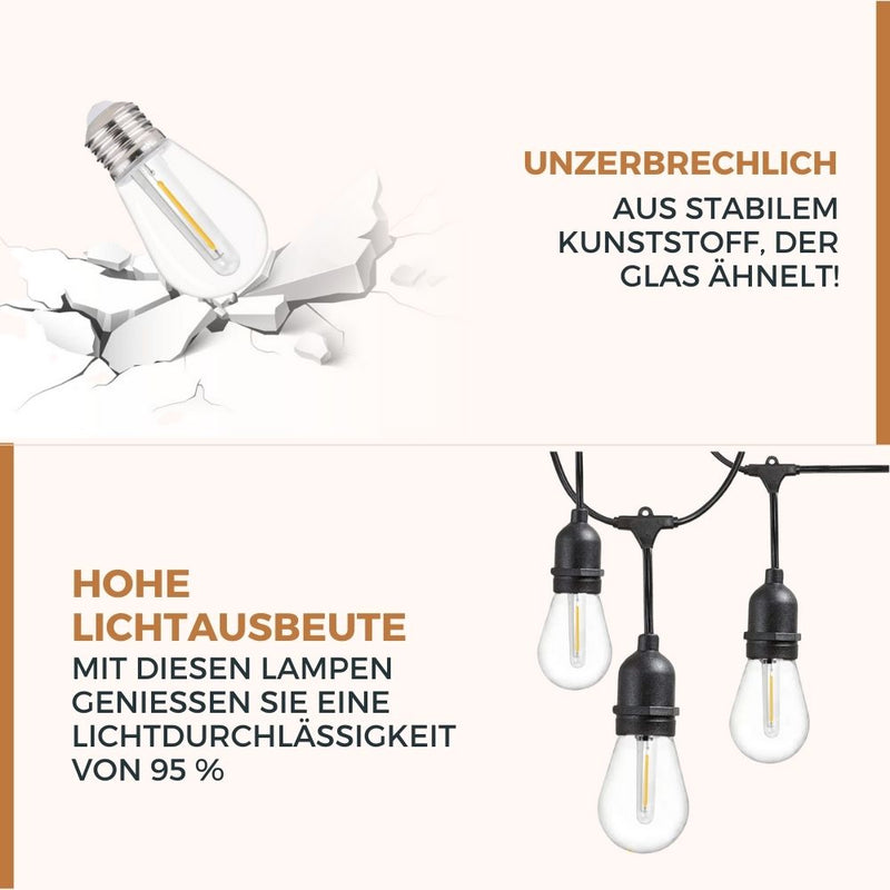 Homezie 4 lose Ersatzglühbirnen | 2-polige Glühbirnen | Wetterfest | Unzerbrechlich | Energieeffizient | 2700K