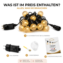 Homezie® Lichterkette | Warmweiß | G60 LED-Lampen | IP65 Wasserdicht | Dimmbar, Verbindbar & mit Timer | Außenbeleuchtung | Verschiedene Längen erhältlich