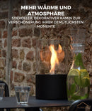 Homezie® Tischfeuer | Rund Schwarz | Für drinnen & draußen | Mit Flammendämpfer | Bioethanol-Kamin