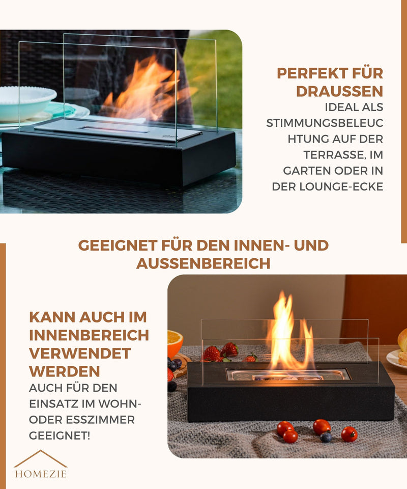 Homezie® Tischfeuer | Für drinnen & draußen | Dekoethanol-Kamin