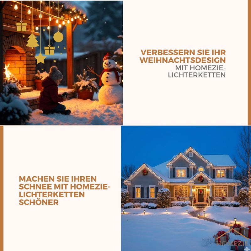 Homezie® Lichterkette | IP65 Wasserdicht | Kunststoff S14 LED-Lampen | Warmweiß | Verbindbar & Dimmbar | In verschiedenen Längen erhältlich