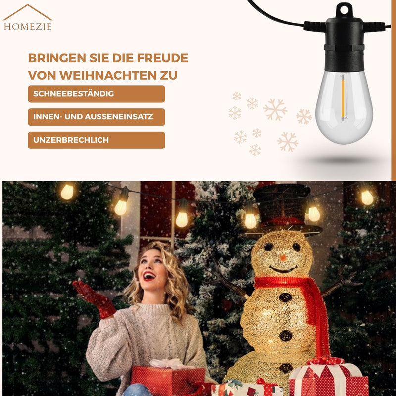 Homezie® Lichterkette | IP65 Wasserdicht | Kunststoff S14 LED-Lampen | Warmweiß | Verbindbar & Dimmbar | In verschiedenen Längen erhältlich