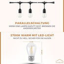 Homezie Lichterkette mit Solarenergie | IP65 Wasserdicht | Mit Fernbedienung | S14 LED-Lampen | Solar-Gartenbeleuchtung