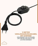 Homezie® Lichterkette 15 Meter mit 30 LED-Birnen | Tannenzapfen-Design | Inklusive 3m Verlängerungskabel mit Dimmer | Wasserdicht | Warmweiß | Verbindbar & Dimmbar