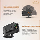 Homezie Beamer | 1080P | Inklusive HDMI-Kabel & Fernbedienung | Bildschirmspiegelung von iPhone & Android | Keystone-Korrektur | 4K-Unterstützung | Android 11 | Projektor