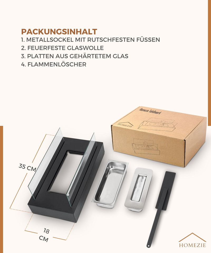 Homezie® Tischfeuer | Für drinnen & draußen | Dekoethanol-Kamin