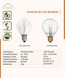 Homezie® Lichterkette mit Solarenergie | Mit Fernbedienung | IP65 Wasserdicht | G40 LED-Birnen | In verschiedenen Längen erhältlich