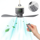Homezie Hängender Campingventilator | Wiederaufladbar mit Fernbedienung & LED-Leuchte | Für Camping und Zuhause
