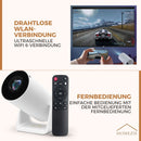 Homezie Beamer® | Erneuerter Stativ | WiFi, HDMI, Bluetooth | 4K-Unterstützung | Android 11 | Projektor