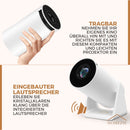 Homezie Beamer® | Erneuerter Stativ | WiFi, HDMI, Bluetooth | 4K-Unterstützung | Android 11 | Projektor