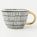 Homezie Becher | Geometrisches Design mit goldenem Henkel | Eleganter Kaffeegenuss