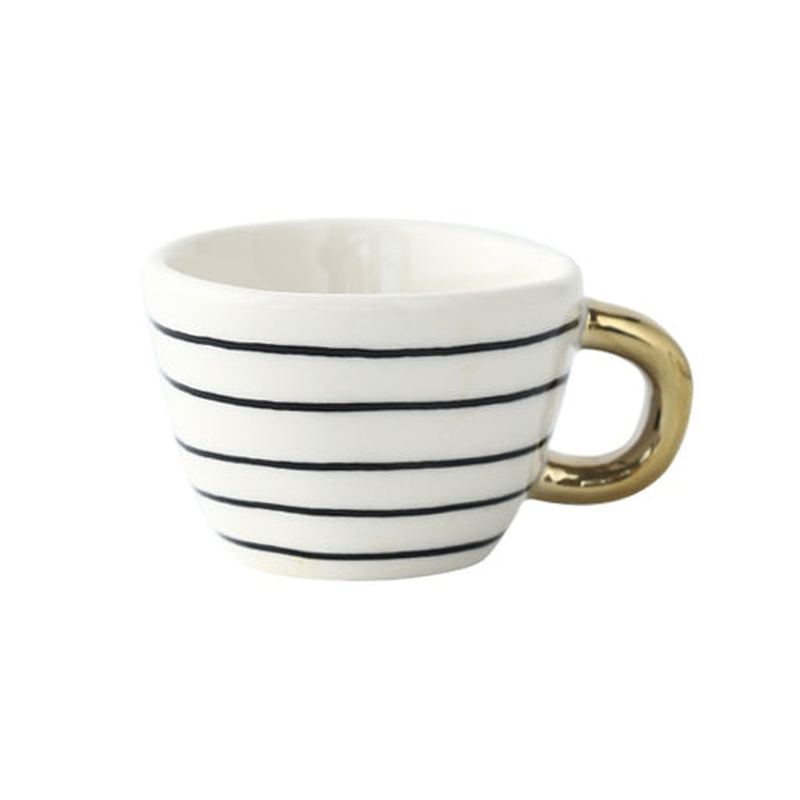 Homezie Becher | Geometrisches Design mit goldenem Henkel | Eleganter Kaffeegenuss