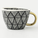 Homezie Becher | Geometrisches Design mit goldenem Henkel | Eleganter Kaffeegenuss