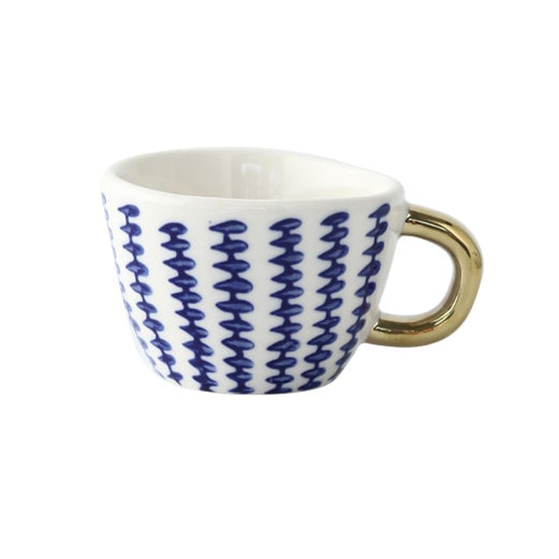 Homezie Becher | Geometrisches Design mit goldenem Henkel | Eleganter Kaffeegenuss
