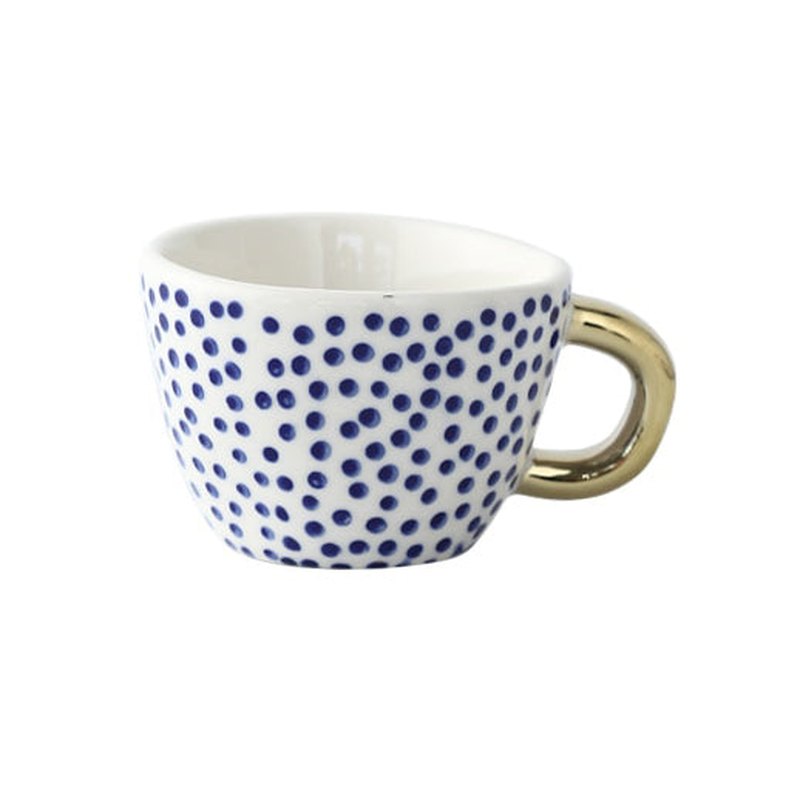 Homezie Becher | Geometrisches Design mit goldenem Henkel | Eleganter Kaffeegenuss