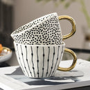 Homezie Becher | Geometrisches Design mit goldenem Henkel | Eleganter Kaffeegenuss