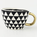 Homezie Becher | Geometrisches Design mit goldenem Henkel | Eleganter Kaffeegenuss