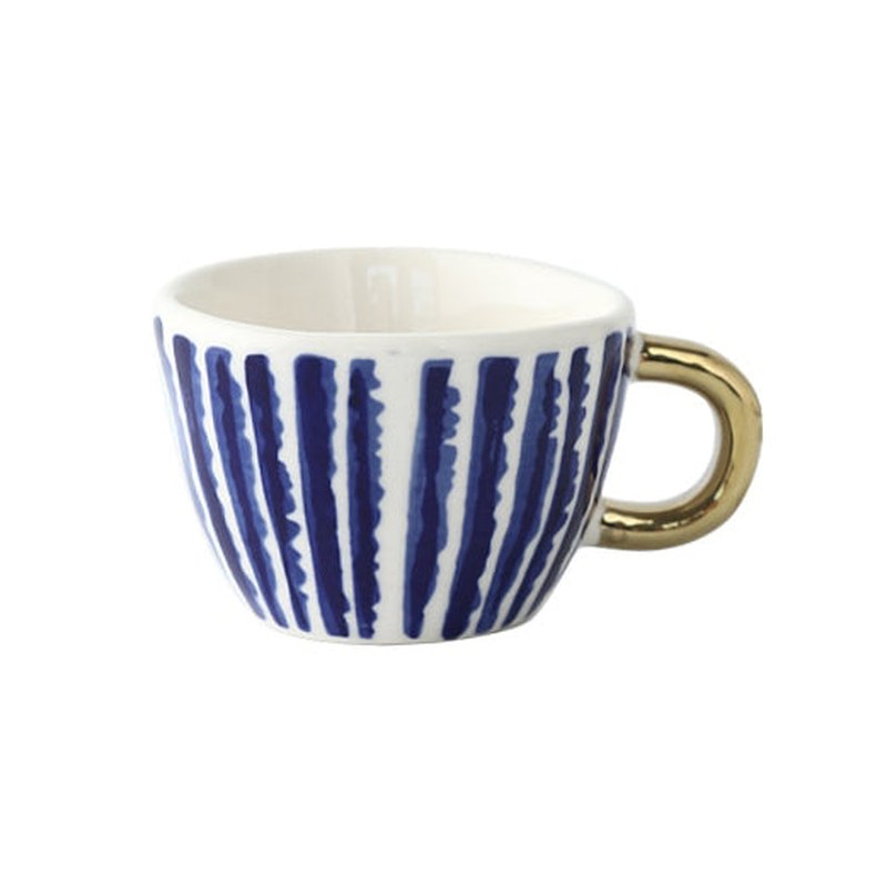 Homezie Becher | Geometrisches Design mit goldenem Henkel | Eleganter Kaffeegenuss