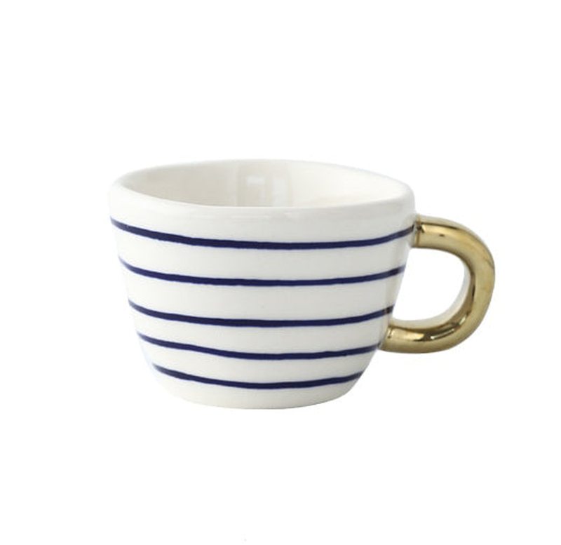 Homezie Becher | Geometrisches Design mit goldenem Henkel | Eleganter Kaffeegenuss
