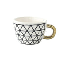 Homezie Becher | Geometrisches Design mit goldenem Henkel | Eleganter Kaffeegenuss