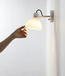 Homezie.de-Cream Glass Rotating Sconce-Homezie Wandleuchte | Drehbar | Hardwired Version mit Zugschalter