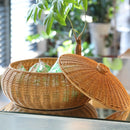 Homezie.de-Homezie Aufbewahrungskorb | Rustikale Imitation Rattan | Multifunktionale Staubfeste Aufbewahrung für Schlafzimmer und Wohnzimmer