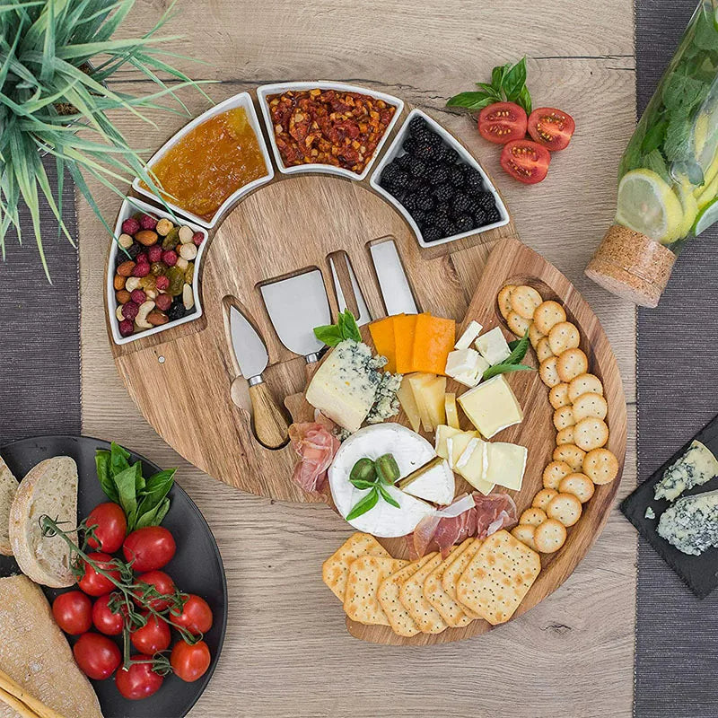 Homezie.de-Homezie Charcuterieset | Luxuriöse Akazienholzplatte | Elegantes Servieren für stilvolle Feiern