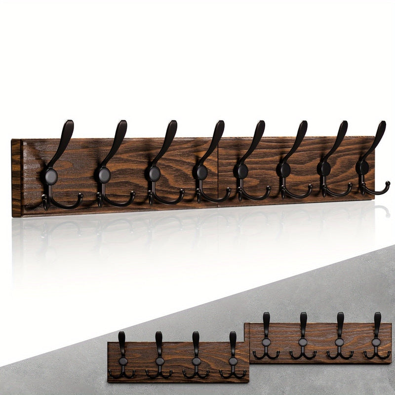 Homezie.de-Homezie Hakenleiste Wandmontage | Holz mit 8 Haken | Für Jacken und Rucksäcke im Eingangsbereich