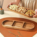 Homezie.de-Homezie Holz Servierplatte | 3 Fächer | Lebensmittel Präsentation für Käse und Dessert