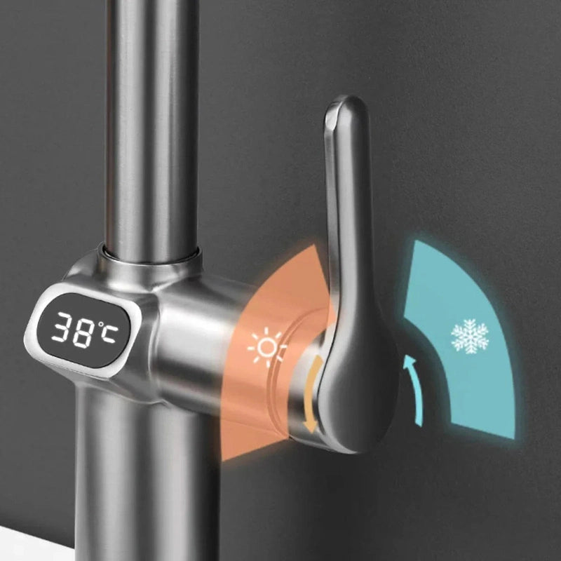 Homezie.de-Homezie Küchenarmatur | Digitale Temperaturanzeige | Flexibler Einsatz mit ausziehbarem Auslauf