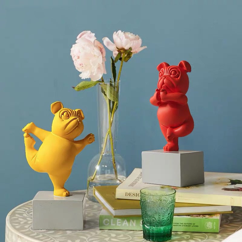 Homezie.de-Homezie Resinfigur | Abstrakt | Yoga Bulldog Statue für Wohnraumdekoration