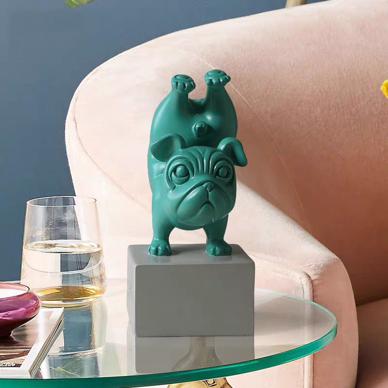 Homezie.de-Homezie Resinfigur | Abstrakt | Yoga Bulldog Statue für Wohnraumdekoration